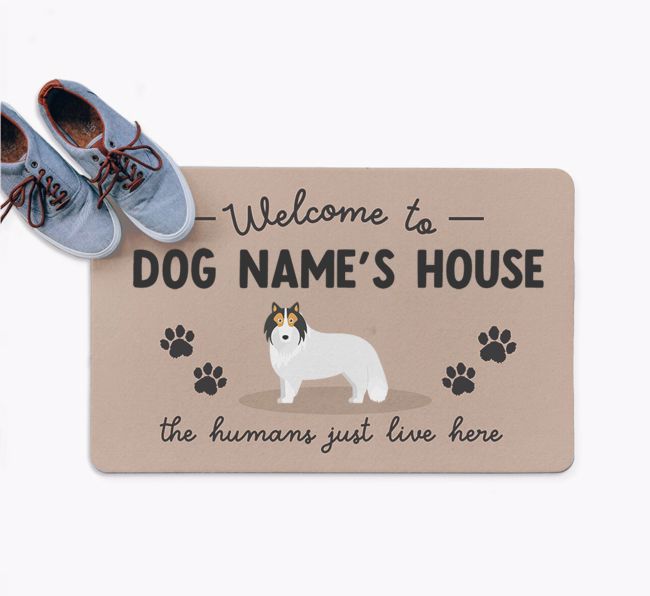 The Humans Just Live Here: Personalised {breedFullName} Doormat